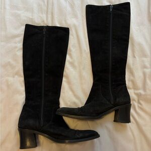 MaxMara Black Suede Knee-High Boots